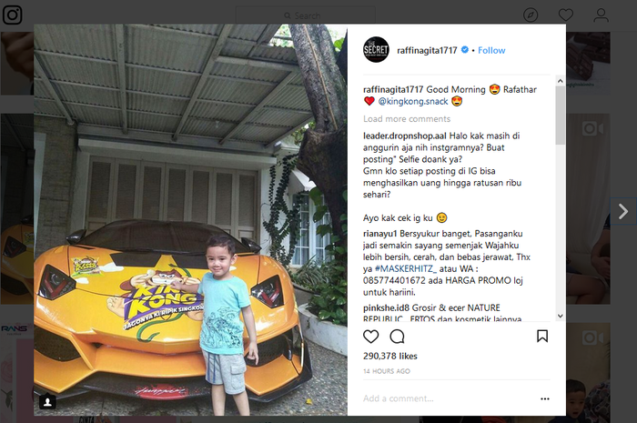 Raffi Ahmad pakai Lamborghini untuk jualan kripik singkong