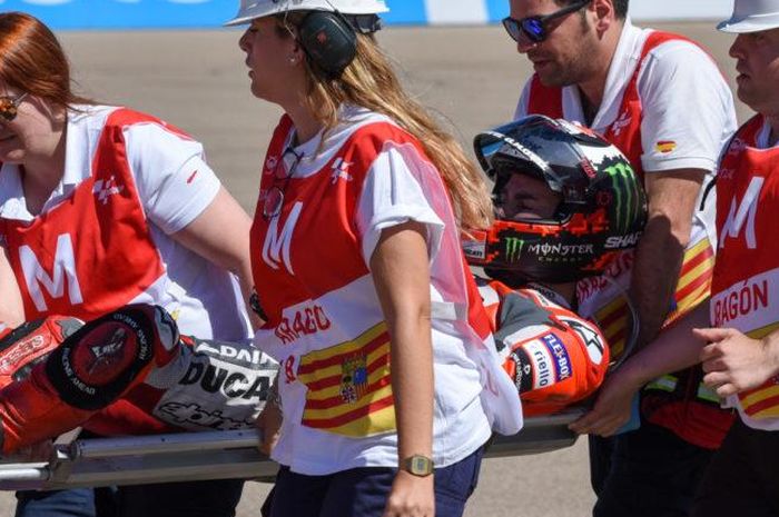 Jorge Lorenzo usai kecelakaan di MotoGP Aragon 2018