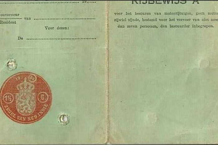 Wujud SIM Zaman penjajahan Belanda di Indonesia