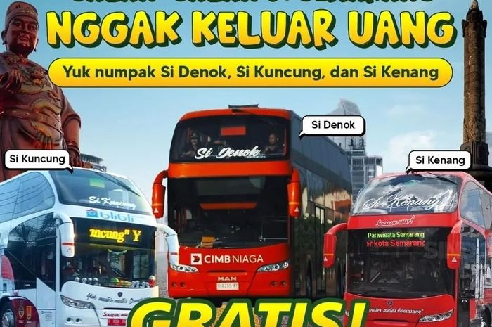 Bus tingkat di Kota Semarang gratis setiap akhir pekan, bisa puas keliling tempat wisata.