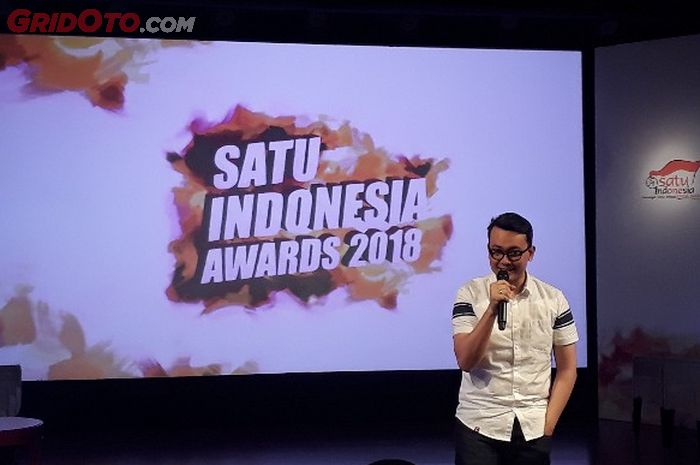 Boy Kelana Soebroto, Head of Corporate Communications Division PT Astra International Tbk saat memberikan sambutan peluncuran SATU Indonesia Awards