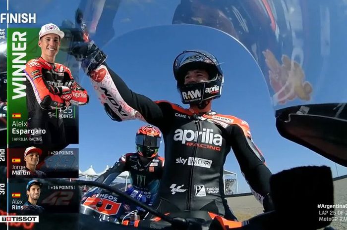Aleix Espargaro akhirnya meraih kemenangan pertama sepanjang kariernya pada putaran ketiga di MotoGP Argentina 2022
