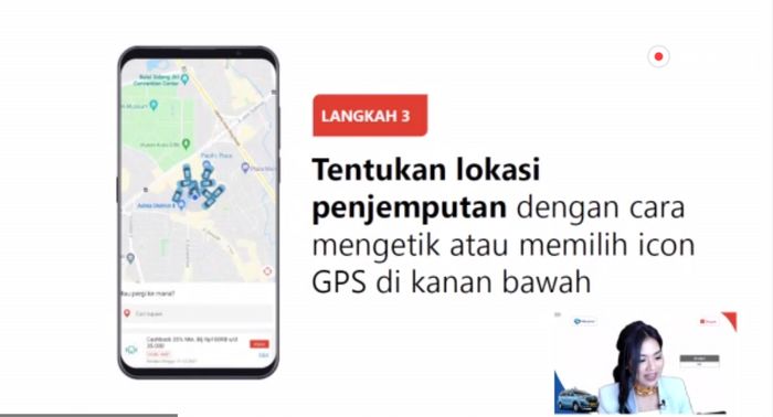 Ilustrasi pemesanan taksi Bluebird via aplikasi Shopee