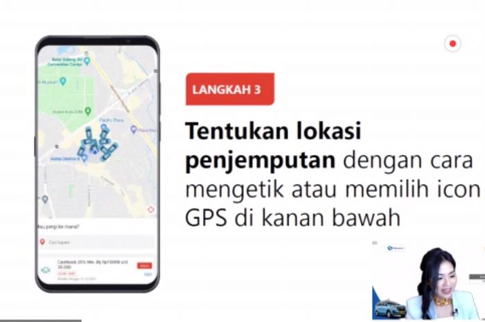 Ilustrasi pemesanan taksi Bluebird via aplikasi Shopee