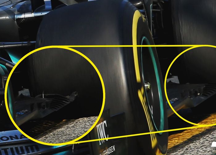 Bagian mobil Lewis Hamilton yang diduga rusak saat  balapan F1 Australia 2019