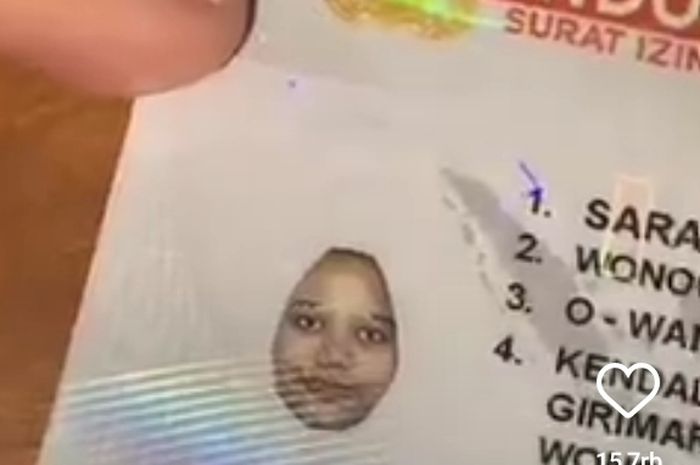 Viral seorang wanita hanya terlihat raut wajahnya saat foto SIM