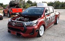 Toyota Hilux Drag Race, Mesin Sangar Disuntik 5 Turbo, Pakai Setang Motor