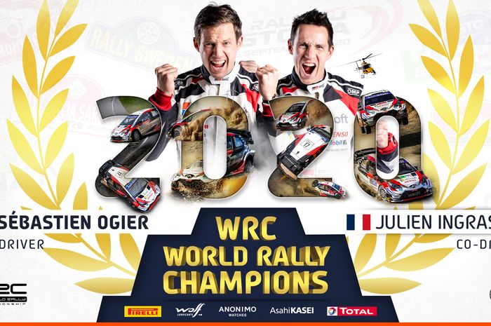 Pereli tim Toyota, Sebastien Ogier dan co-driver Julien Ingrassia tampil sebagai juara dunia reli 2020 di Reli Monza 2020