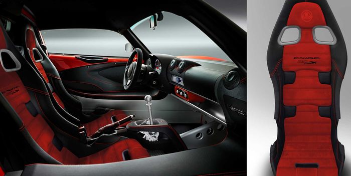 Warna kabin Lotus Exige Sport 410 ini menyesuaikan warna bodi