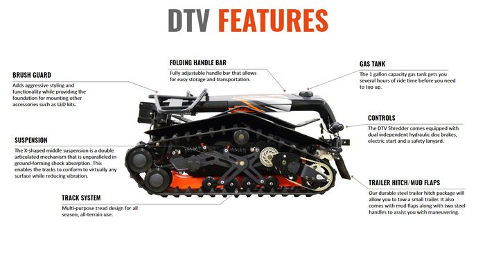 DTV Shredder punya kemampuan off-road berkat sistem penggeraknya mirip tank