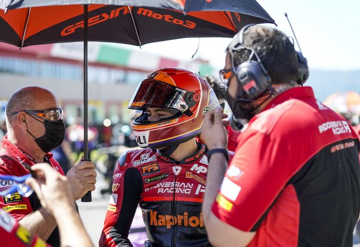 Jeremy Alcoba menjelang start Moto3 Italia 2021 di sirkuit Mugello (30/5)