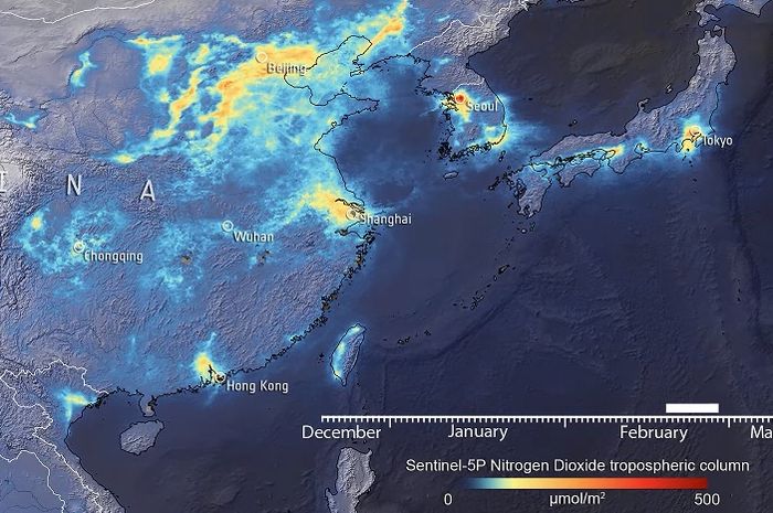 baru-baru ini ESA menunjukkan kondisi udara China setelah wabah virus Corona di negara tersebut mulai mereda.