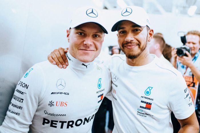 Valtteri Bottas dan Lewis Hamilton di GP F1 Meksiko