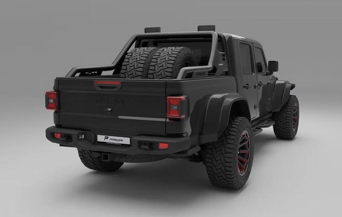 Tampilan belakang Jeep Gladiator dengan tambahan roll bar 