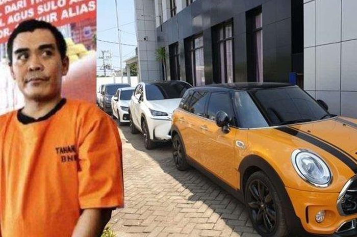 Tersangka Agus Sulo dan ilustrasi mobil mewahnya