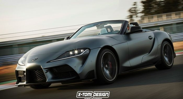 Renderan Toyota Supra buatan Xtomi dilabur warna abu-abu