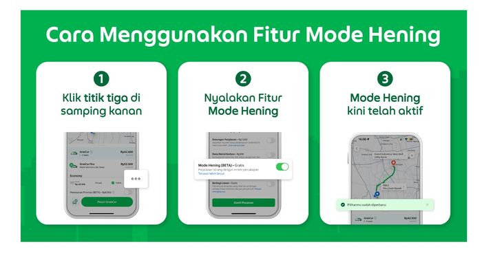Cara menggunakan fitur Mode Hening Grab