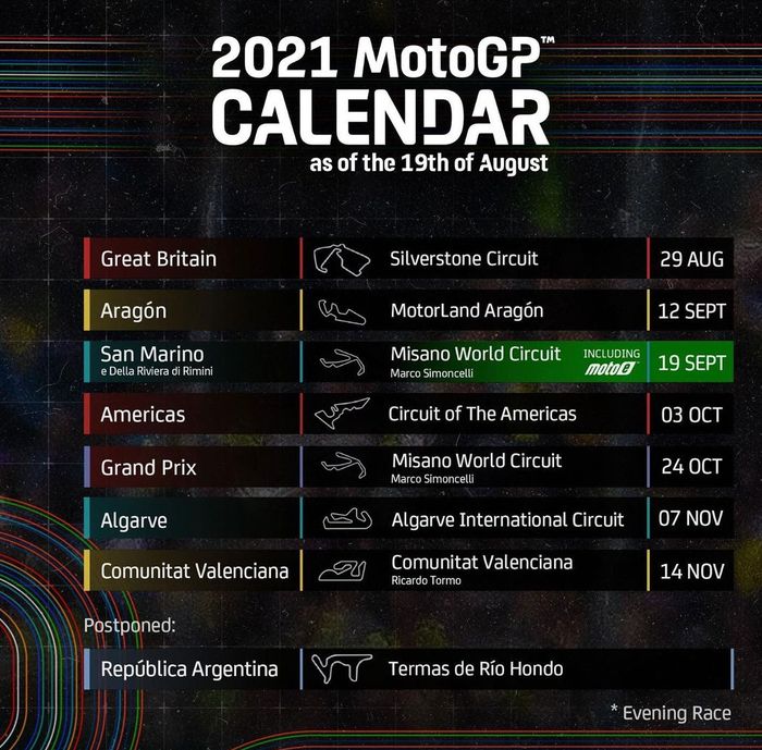 kalender terbaru di MotoGP 2021