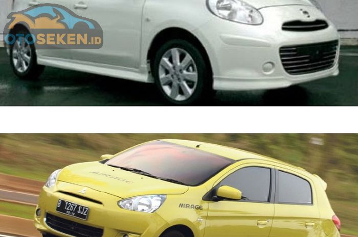 Perbandingan harga Mirage dan March tahun 2013 seken.