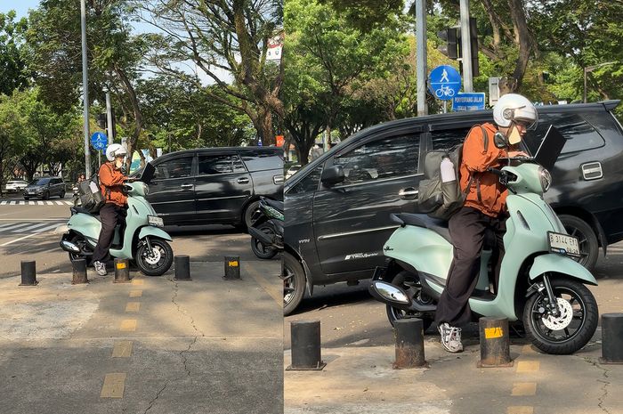 Deadline di pinggir jalan pakai Yamaha Grand Filano