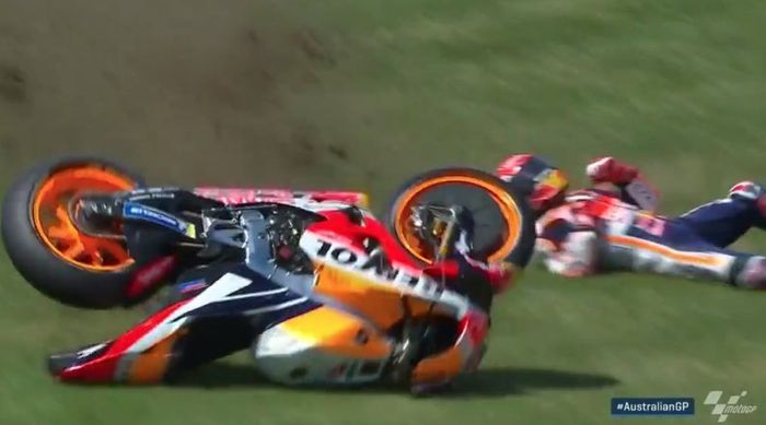 Motor Marc Marquez jungkir-balik di MotoGP Australia