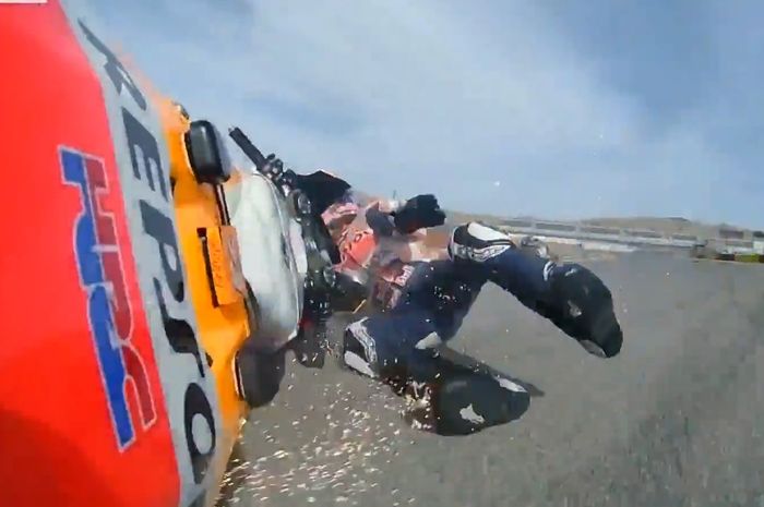 Alex Marquez crash pada balapan MotoGP Teruel 2020