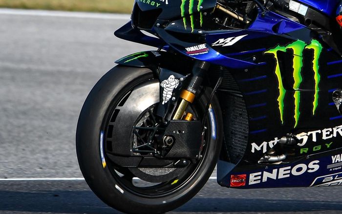 Penutup discbrake di YZR-M1 Valentino Rossi di tes MotoGP Misano