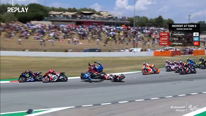 Crash lap pertama MotoGP Catalunya