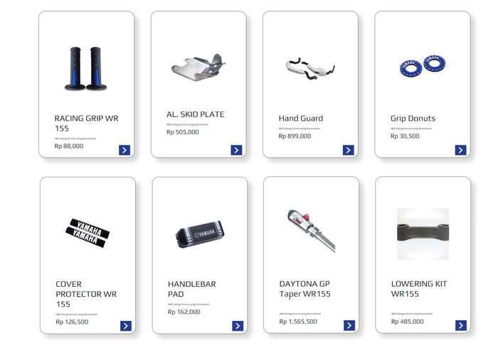 Sejumlah aksesori resmi Yamaha WR155R