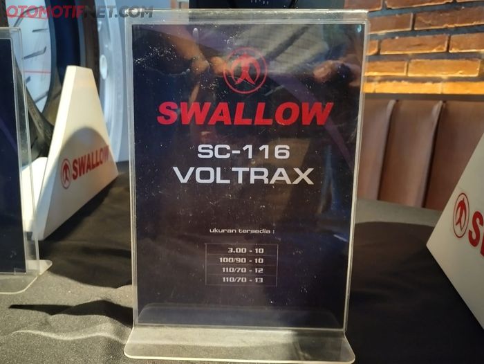 Ukuran ban motor listrik Swallow Voltrax SC-116 untuk ban belakang