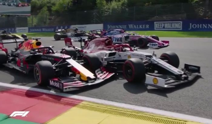 Crash di lap dan tikungan pertama F1 Belgia 2019