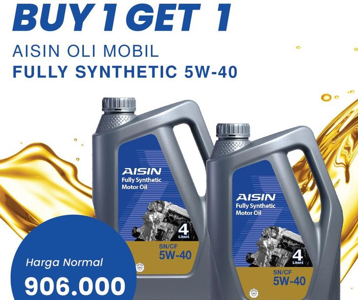 Promo AISIN Fully Synthetic Motor Oil SN/CF 5W-40.