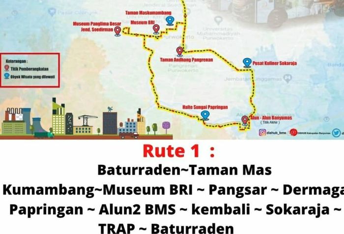 Rute bus pariwisata gratis di Kabupaten Banyumas