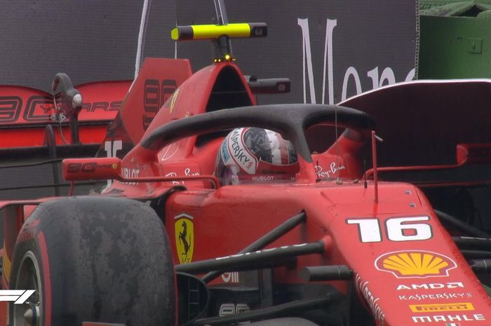 Balapan Charles Leclerc di F1 Jerman berakhir di dinding pembatas sirkuit setelah tergelincir di sirkuit Hockenheim