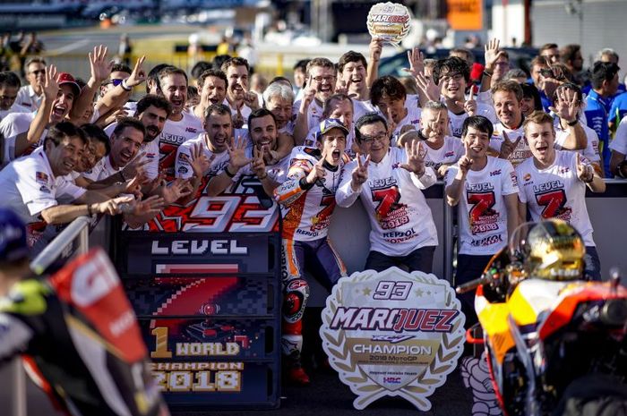 Marc Marquez meraih gelar juara dunianya yang ke-8 di sirkuit Motegi 2018