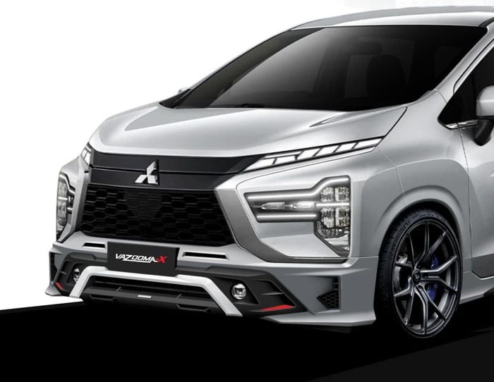 Tampilan depan modifikasi Mitsubishi New Xpander dikemas lebih tegas dan sporty