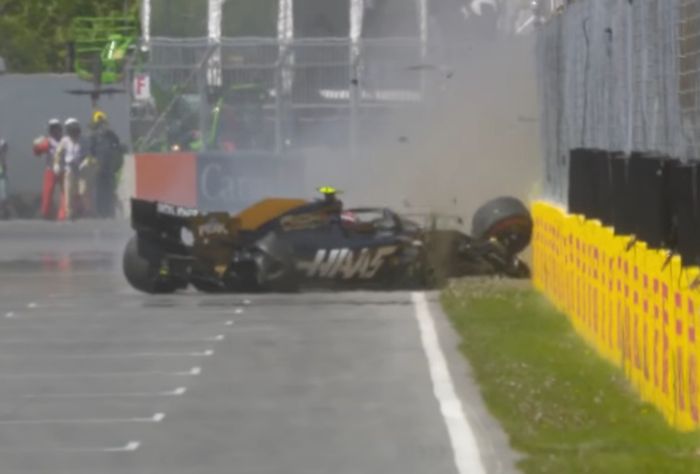 Pada akhir sesi kualifikasi dua F1 Kanada 2019, Kevin Magnussen mengalami crash yang cukup parah.