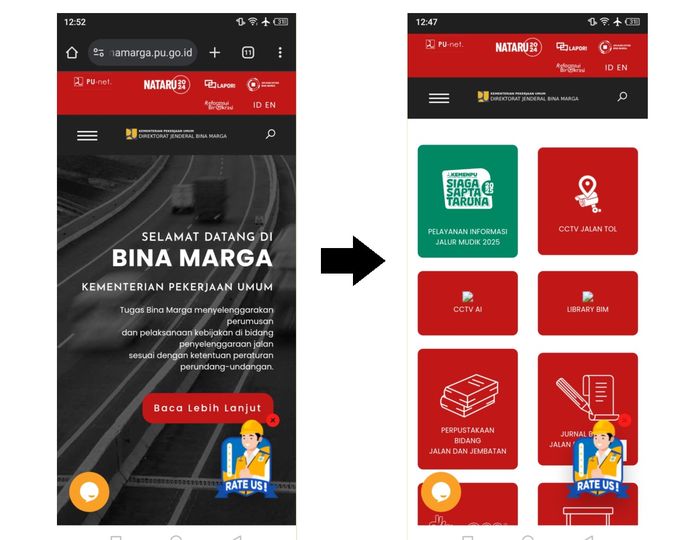 Dari halaman Beranda scroll ke bawah sampai terlihat menu Pelayanan Informasi Jalur Mudik 2025