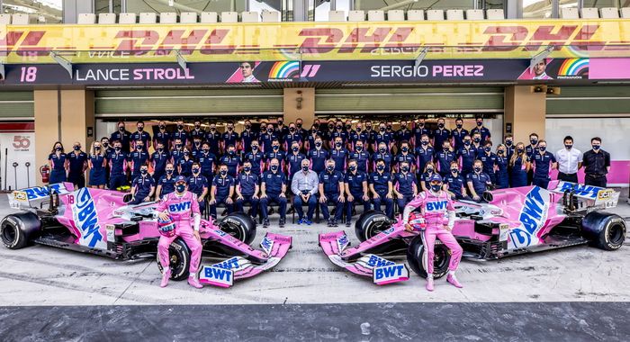 Livery warna pink ini akan hilang di grid F1 2021, setelah tim Racing Point mengakhiri balapannya di Abu Dhabi 2020 dan ganti nama jadi tim Aston Martin