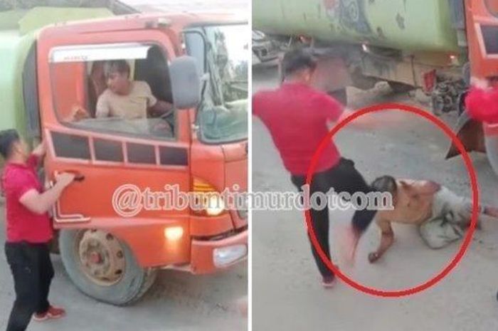 Viral video ajudan Bupati Kutai Barat (Kubar), FX Yapan tendang sopir truk