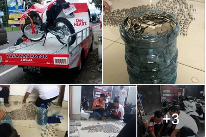 Postingan beli CRF150L baru pakai pecahan uang logam Rp 1000