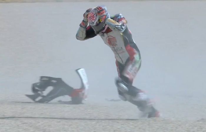 Takaaki Nakagami crash lap pertama MotoGP Teruel 2020