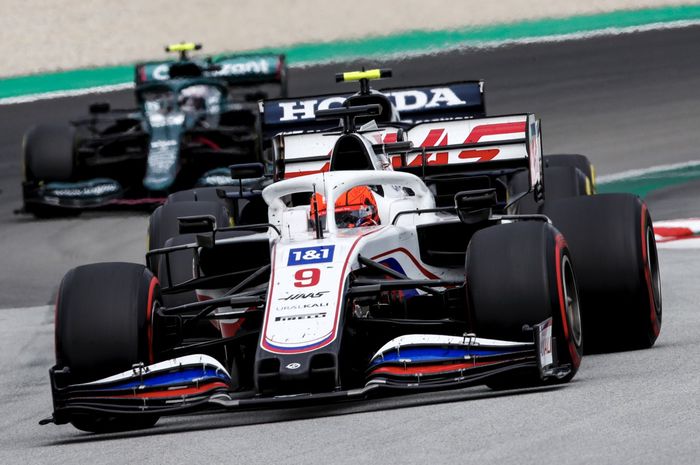 Nikita Mazepin saat balapan di F1 Spanyol 2021