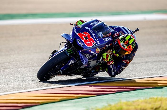 Maverick Vinales sudah memakai helm livery khususnya pada sesi latihan MotoGP Aragon hari Jumat