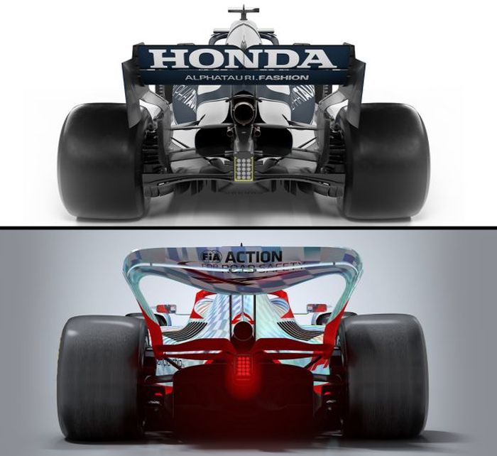 Spoiler belakang mobil F1 2022 vs F1 2021
