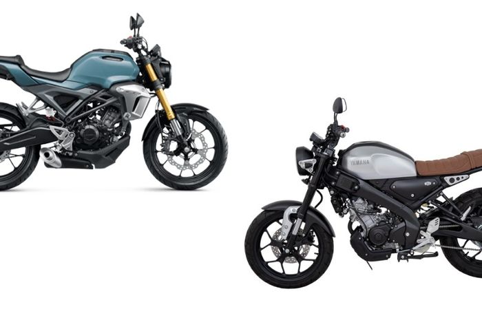 Honda CB150R ExMotion (kiri) dan Yamaha XSR155 (kanan)