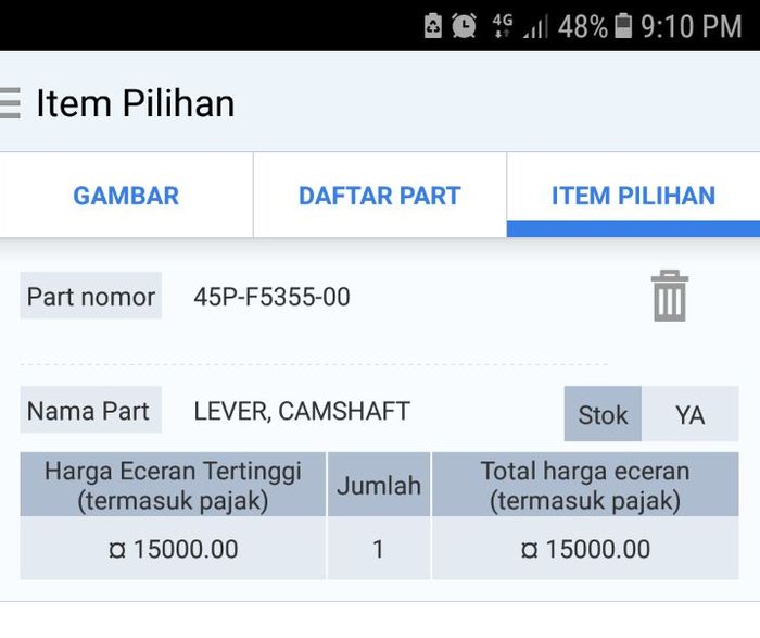 Harga paha rem teromol Yamaha Byson