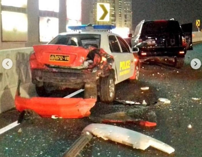 Kecelakaan mobil penyerang Persija Marko Simic dengan mobil polisi