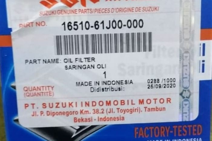 Suzuki Genuine Part asli, ciri-ciri kemasannya begini