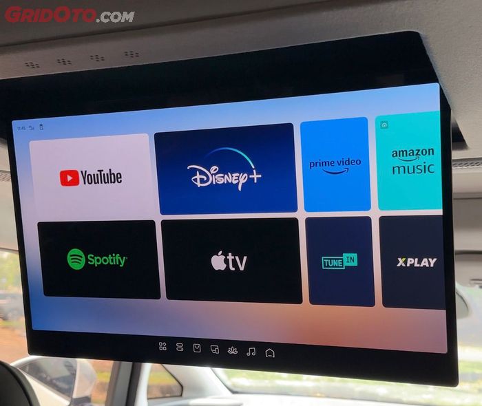Roof monitor atau TV di Xpeng X9 punya dimensi 21,4 inci smart tv bisa dipakai nonton Netflix hingga Disney+ tanpa harus pakai wifi
